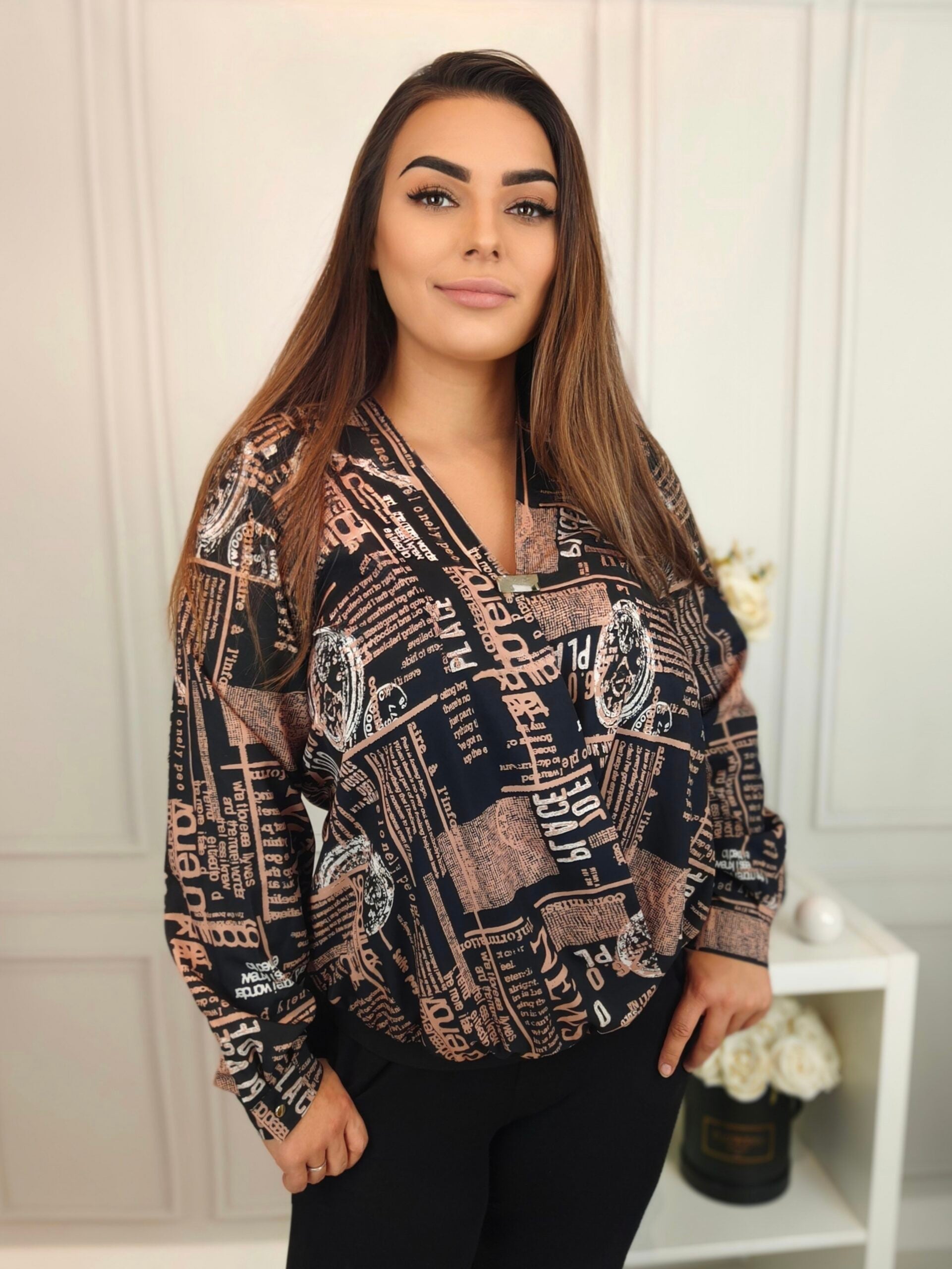 Kopertowa bluzka na długi rękaw