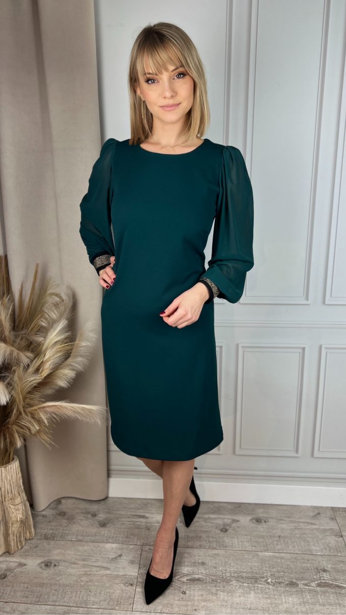Dress with decorative elastic band